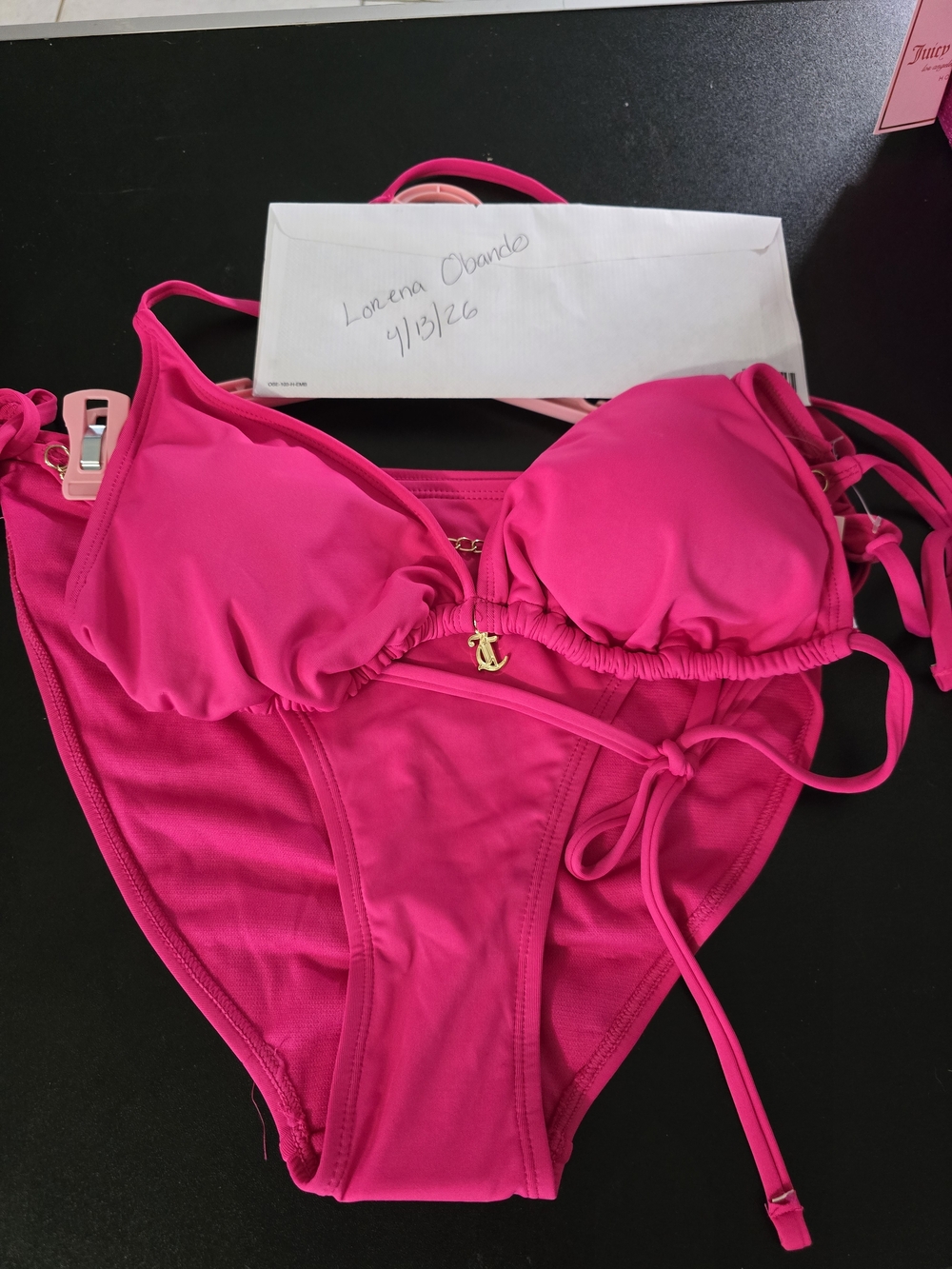 Juicy COUTURE Hot Pink Swimsuit WITH DANGLING CHARMS